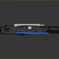 Blue And Black Toy Gun With Red Stripes And Emblem Design