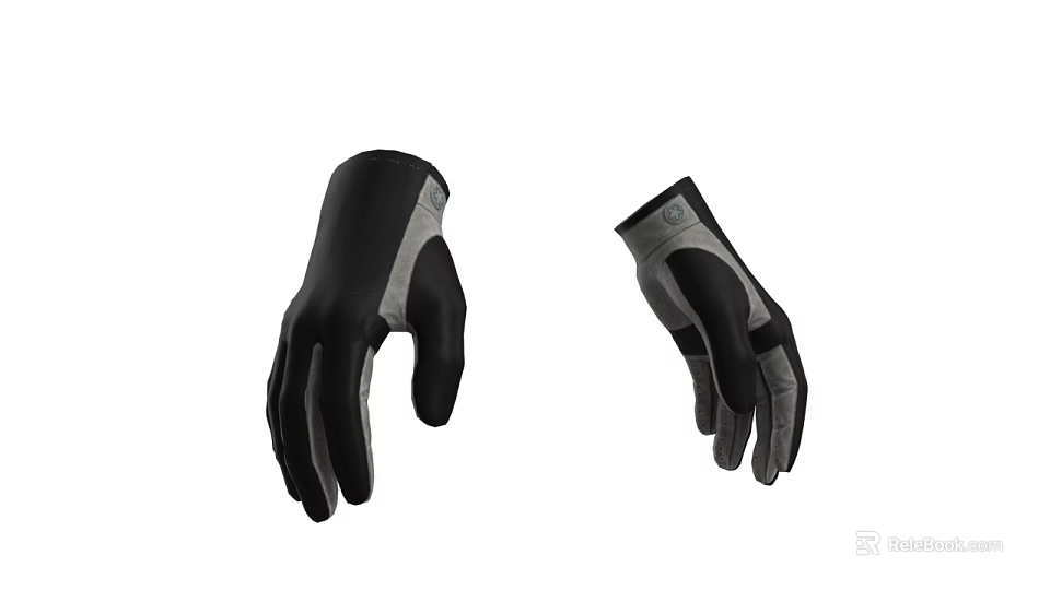 Black And Gray Work Gloves With Ergonomic Design And Durable Material 3d model 
