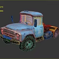 Vintage Blue and Yellow Truck with Weathered Exterior and Classic Design Features