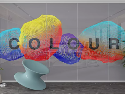 Colorful Mesh Partition With Modern Interior Decor And Colour Theme Design 3d model