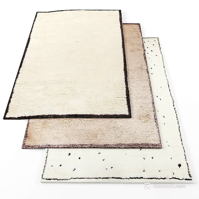 Soft Square Rugs In Beige Brown Tones With Textured Surface Design 3d model 