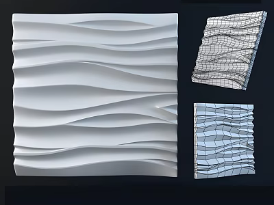 Modern White Wavy 3D Wall Decor Panel With Grid Structure Design 3d model