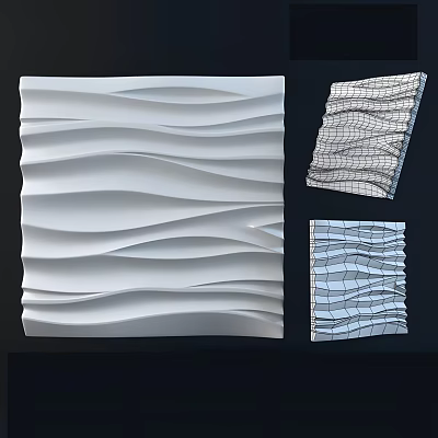 Modern White Wavy 3D Wall Decor Panel With Grid Structure Design 3d model
