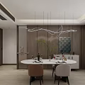 Modern Living and Dining Room Interior With Sofa Coffee Table And Wooden Cabinets