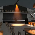 Lofties Cafe Industrial Style Building With Parking Lot And Surrounding Cars And Covered Entrance Design