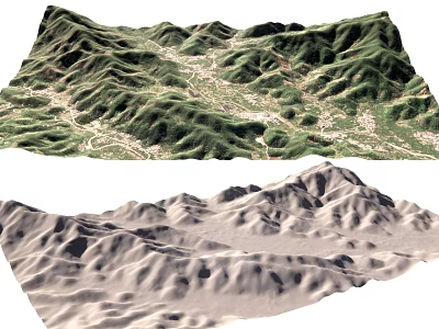 Aerial Planning of Mountain Terrain with 3D Topographic Model and Landscape Features 3d model
