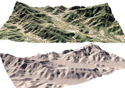 Real Mountain Three-dimensional Topography Guangzhou Conghua Mountain Contour Topography 3d model