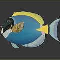 Vibrant Aquatic Animal Tropical Fish Featuring Blue Body Yellow Fins and Bright Colors