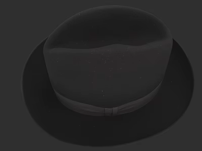 Stylish Black Hat With Round Crown Wide Brim And Fabric Material 3d model