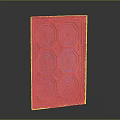 Decorative Panel With Blue Hexagonal Patterns Gold Ornamental Details And Wooden Frame