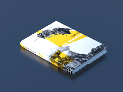 Book Featuring Black And White Animal Illustrations With Yellow Cover Accents And Pages 3d model