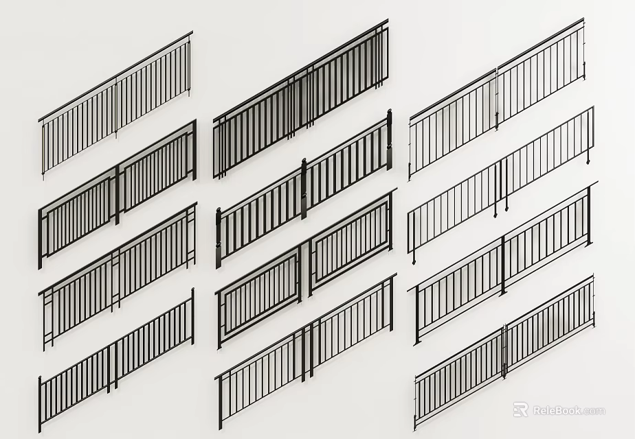 Different Fence Design Styles With Metal Frames Wooden Panels And Modern Structures 3d model 