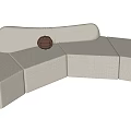 Light Colored Modular Sectional Sofa With Curved Design And Brown Decorative Ball 3d model