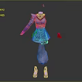 Stylish Fantasy Character In Blue White Outfit With Pink Creature Tail And Blue Accessories