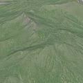 Five Green Microtopography Models with White Snowy Peak and Natural Landforms