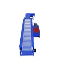 Industrial Conveyor Belt System With Blue Frame Red Component And Wheels 3d model