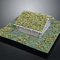 Green Plants Covering Roof On Miniature Wooden House With Surrounding Small Plants