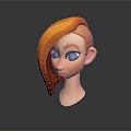 Game And Movie Character 3D Model With Orange Hair Blue Eyes And Cartoon Style Head