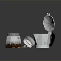 Stainless Steel Coffee Maker Components Including Pot Filter And Lid 3d model