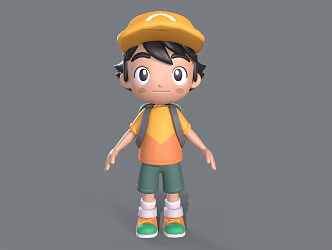 Cartoon Boy Anime Character Pupil Child Cute Boy Character Little Boy Student Toddler 3d model