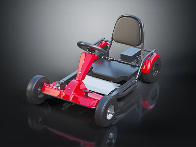 Red Go Kart With Black Seat Steering Wheel And Four Wheels Design 3d model