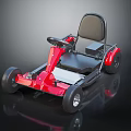 Red Go Kart With Black Seat Steering Wheel And Four Wheels Design