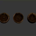 Hand Carved Ceramic Sculptures Three Brown Textured Bowl Shaped Art Pieces