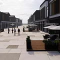 Charming Commercial Street Featuring Outdoor Cafes Pedestrians And Modern Shop Designs