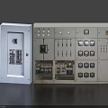 Industrial Electrical Control Panel With Open Door And Circuit Breakers Switches