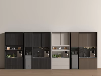Modern Kitchen Cabinets In Various Colors With Storage And Appliance Areas 3d model