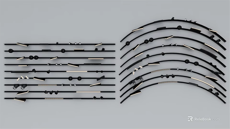 Modern Downlights And Spotlights With Various Linear And Curved Design Arrangements 3d model