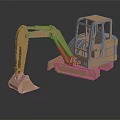 Detailed Brown Toy Excavator Model On Black Background With Reflection 3d model