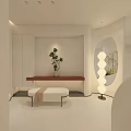 Modern Beauty Hair Salon Interior With Green Chair White Sofa And Oval Decor
