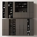 Modern Wine Cabinet With Glass Shelves Wine Bottle Storage And Closed Cabinets