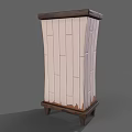 Vintage Style Light Green Wardrobe With White Panels Wooden Top And Handle