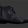 Classic Navy Blue Leather Lace Up Boots With Metal Eyelets And Stitched Soles
