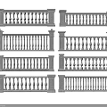Traditional Stone Railings Featuring Decorative Balusters And Classic Design Elements 3d model