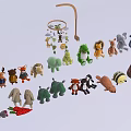 Various Soft Plush Animal Dolls Including Giraffe Lion Elephant And Mobile