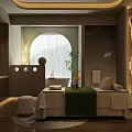SPA Sauna Relaxation Space With Natural Stone Wall Warm Lighting And Green Plants