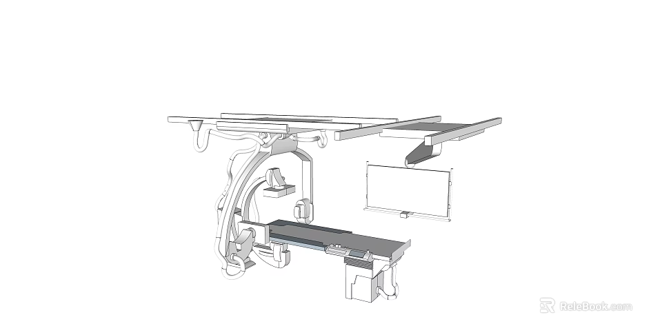 Adjustable Medical Support Table With Extended Arm And Stable Base Structure 3d model