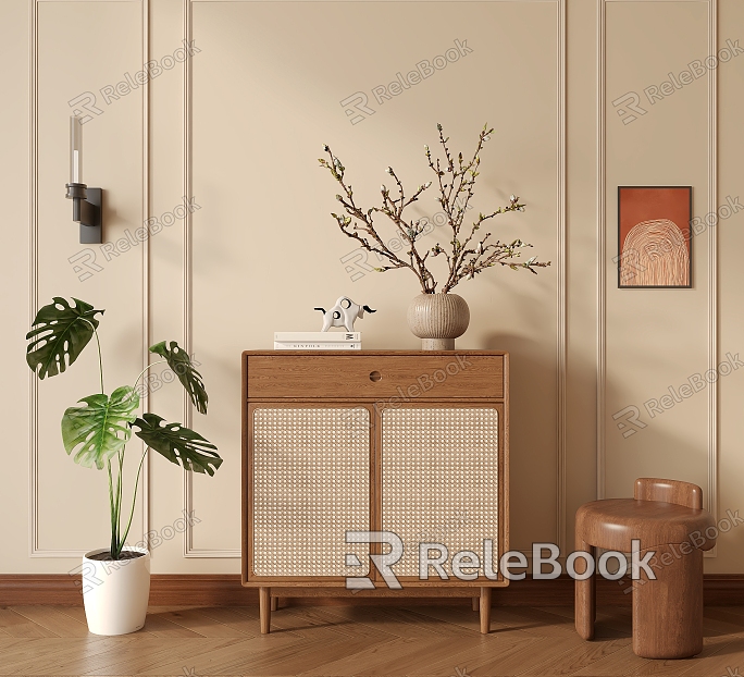 Entrance Cabinet Side Cabinet Floor-standing Potted Plant Side Book Ornaments model