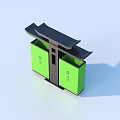 Green Double Compartment Household Trash Bin With Roof Like Top Design
