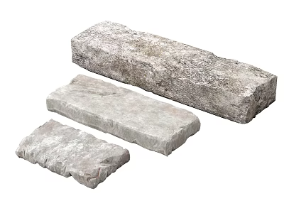 Three Different Sizes Of Natural Stone Slabs With Rough Texture 3d model