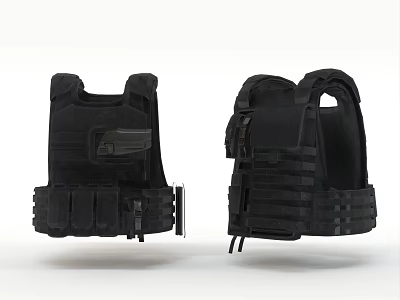 Black Tactical Vest With Durable Design Multiple Pockets And Adjustable Straps 3d model