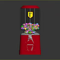 Pink Gumball Machine With Colorful Gumballs And Yellow 1F Label
