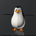 Cartoon Penguin Character With White Body Black Wings Orange Beak And Feet