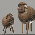Wooden Decorative Ornament Set With Two Sheep Figurines Large And Small Sizes
