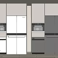 Modern Kitchen Interior With White And Gray Refrigerators Oven And Cabinets 3d model