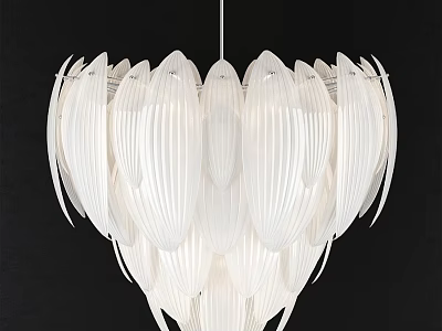 Modern White Pleated Chandelier With Elegant Petal Shaped Design 3d model