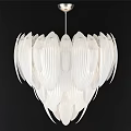 Modern White Pleated Chandelier With Elegant Petal Shaped Design 3d model